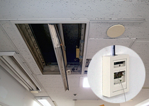 他社排煙口ワイヤー交換、操作ボックス新設作業